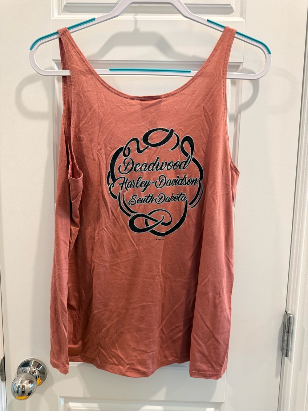 Harley-Davidson Women's Tank Top - Dusty Rose with Black Logo - Picture 2 of 3